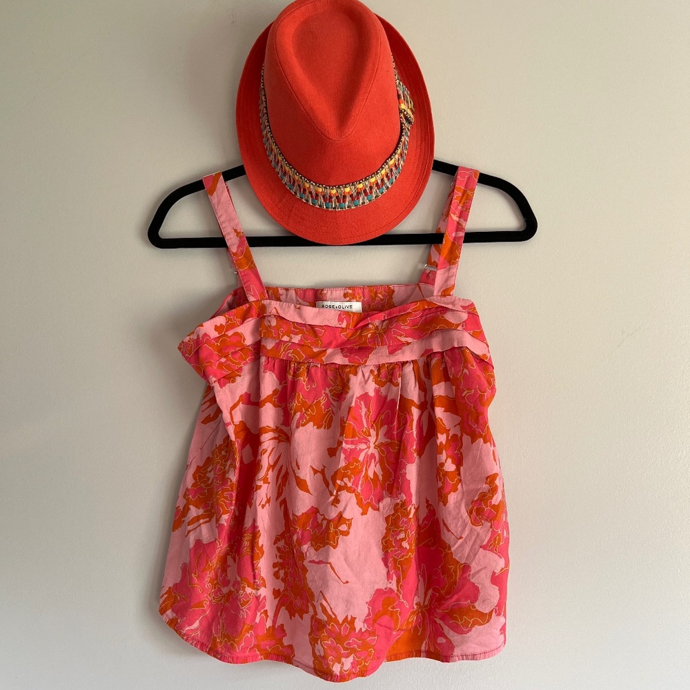 Pink and Orange Crop Tank Top